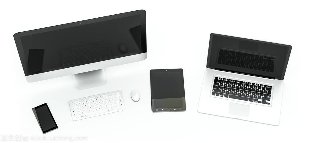 現代科技產品的3D渲染藝術 電腦筆記本、手機與平板電腦的視覺盛宴